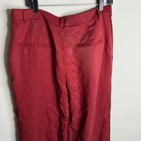 Reformation Women's 12 Red Mason Wide Leg High Rise Trousers Workwear Chic - Picture 5 of 7